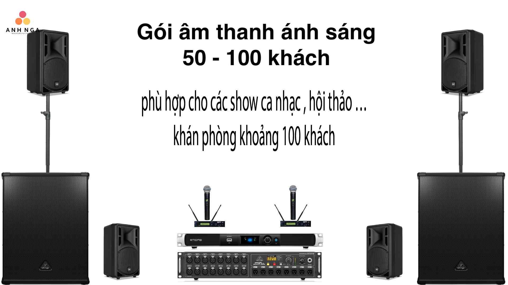 gói âm thanh ánh sáng 100 khách