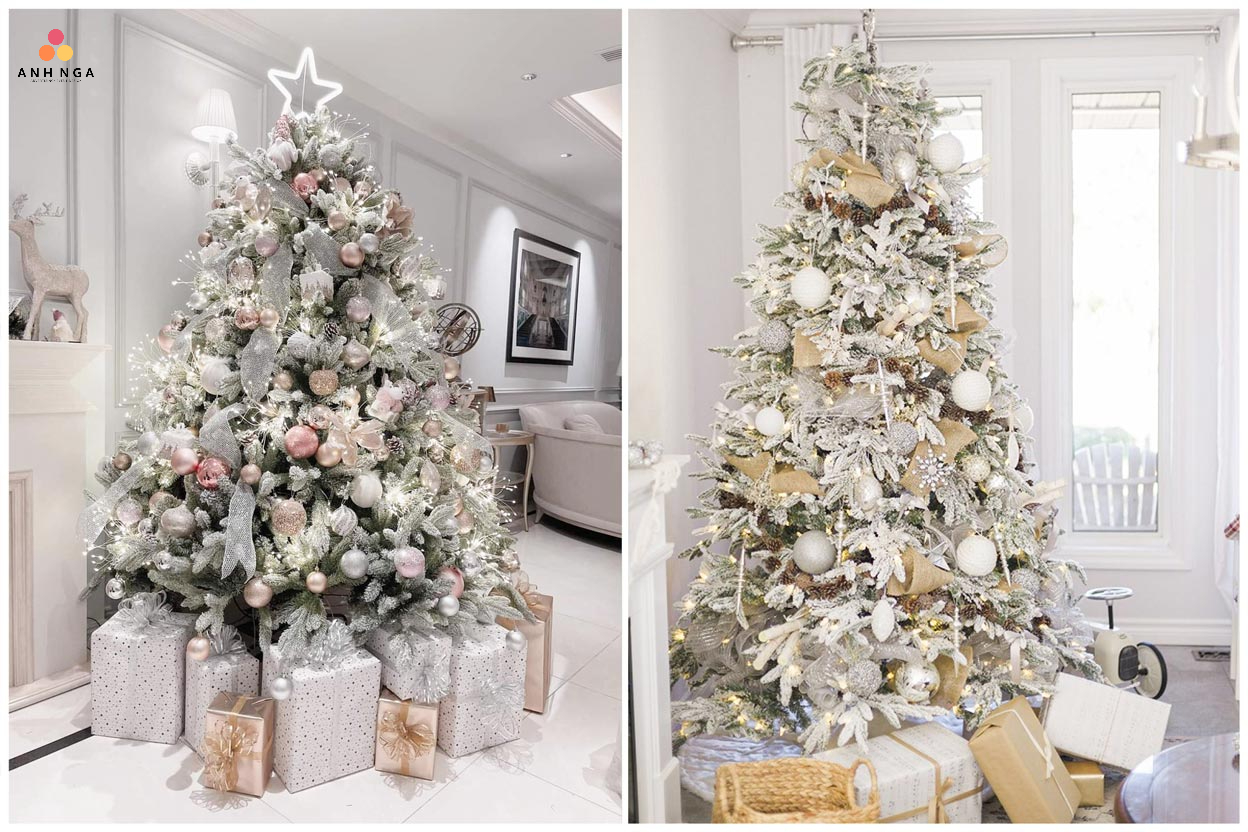 Cây thông noel tone trắng bạc